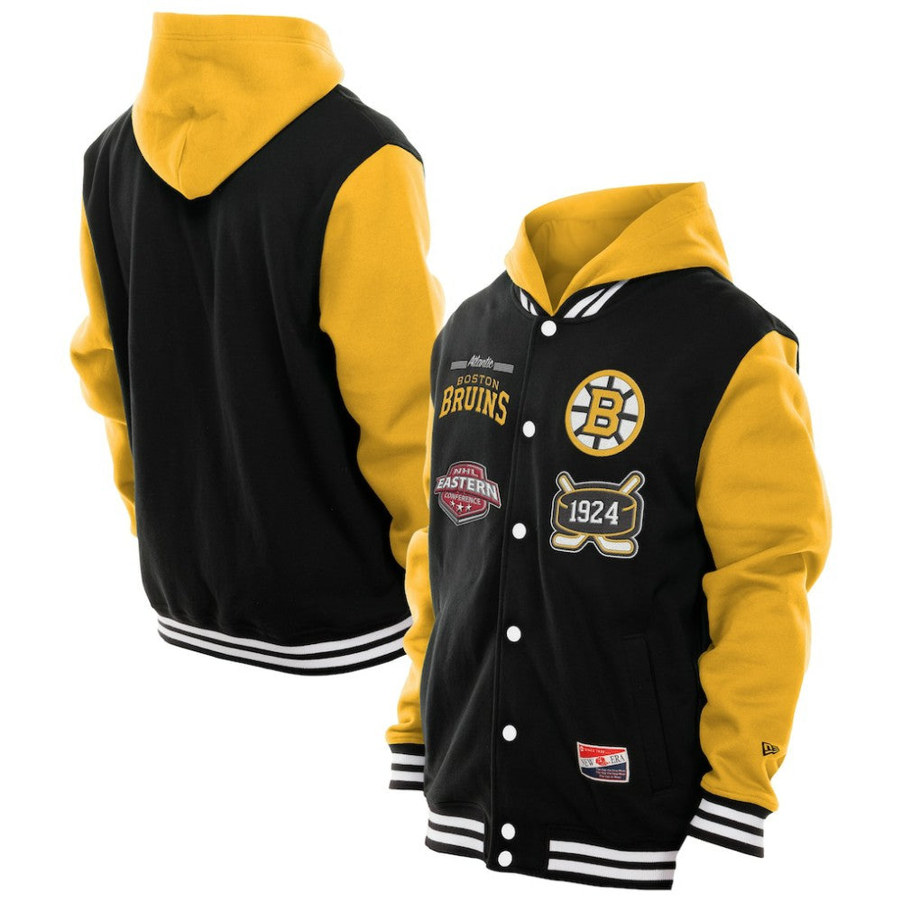 Boston Bruins New Era Full-Snap Fleece Hoodie Jacket - Black/Gold | US 202641094