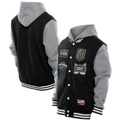 Vegas Golden Knights New Era Full-Snap Fleece Hoodie Jacket - Black/Grey | US 202641104