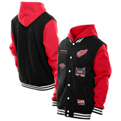 Detroit Red Wings New Era Full-Snap Fleece Hoodie Jacket - Black/Red | US 202641114