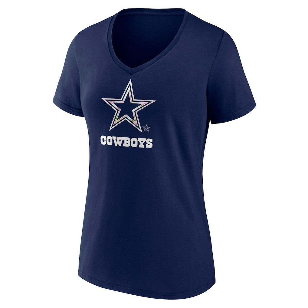Dallas Cowboys Women's Floral Number 1 Mom V-Neck T-Shirt - Navy T-shirts