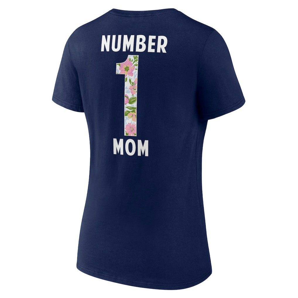 Dallas Cowboys Women's Floral Number 1 Mom V-Neck T-Shirt - Navy T-shirts