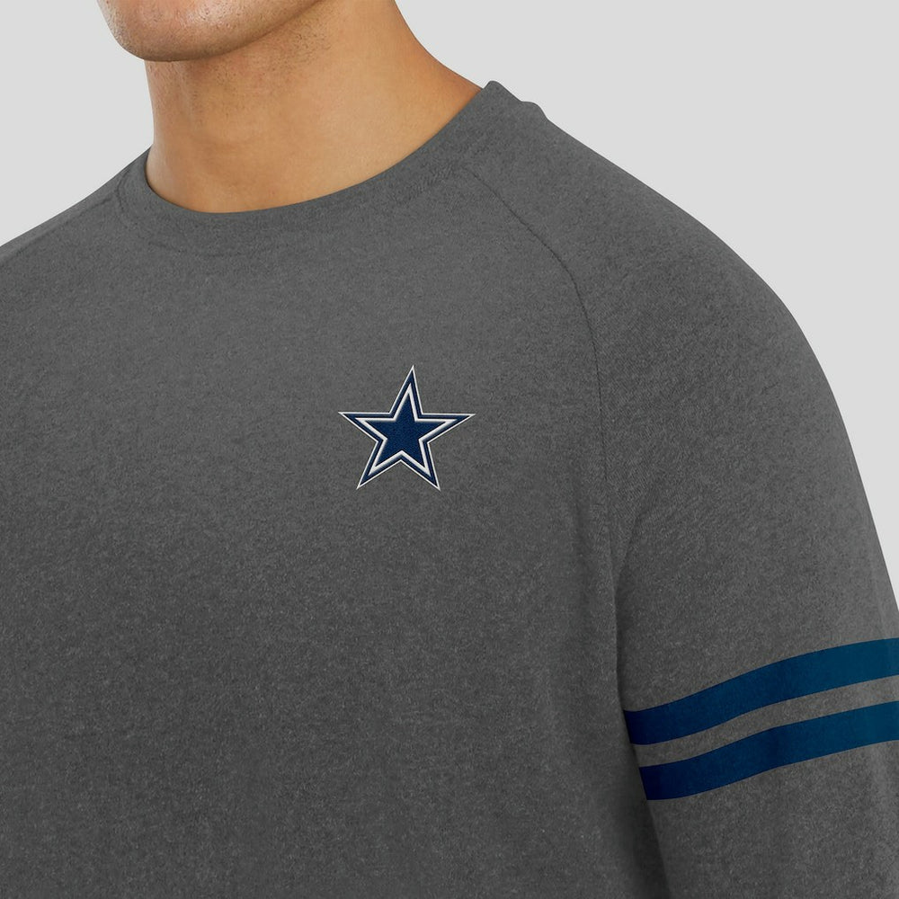 Dallas Cowboys J. Palmer Players Lounge Raglan Tri-Blend Sweatshirt - Dark Heather Gray Sweatshirts