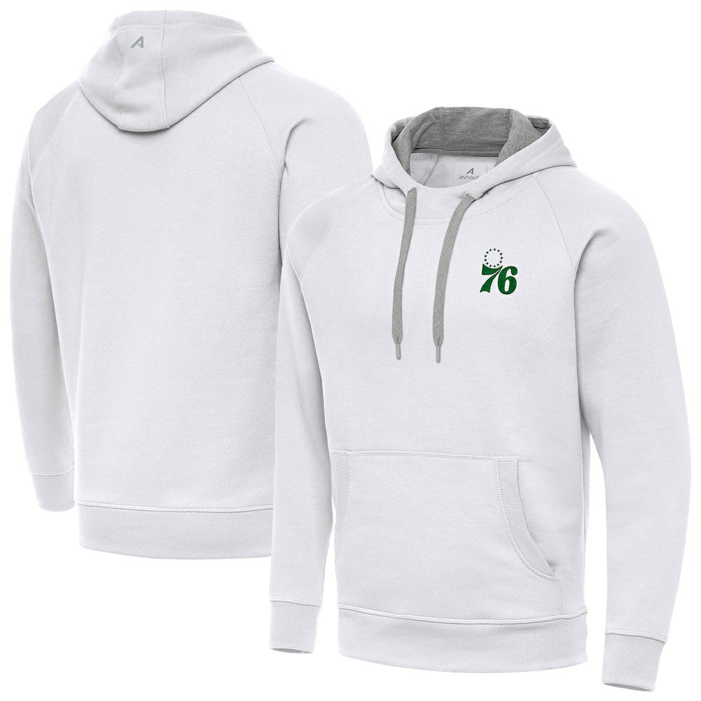 Philadelphia 76ers Antigua St. Patrick's Day Victory Raglan Pullover Hoodie White outlet
