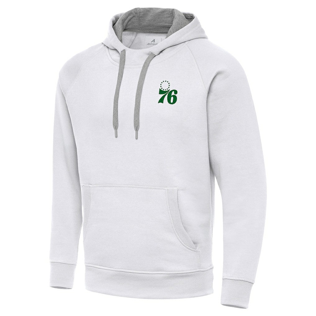 Philadelphia 76ers Antigua St. Patrick's Day Victory Raglan Pullover Hoodie White outlet