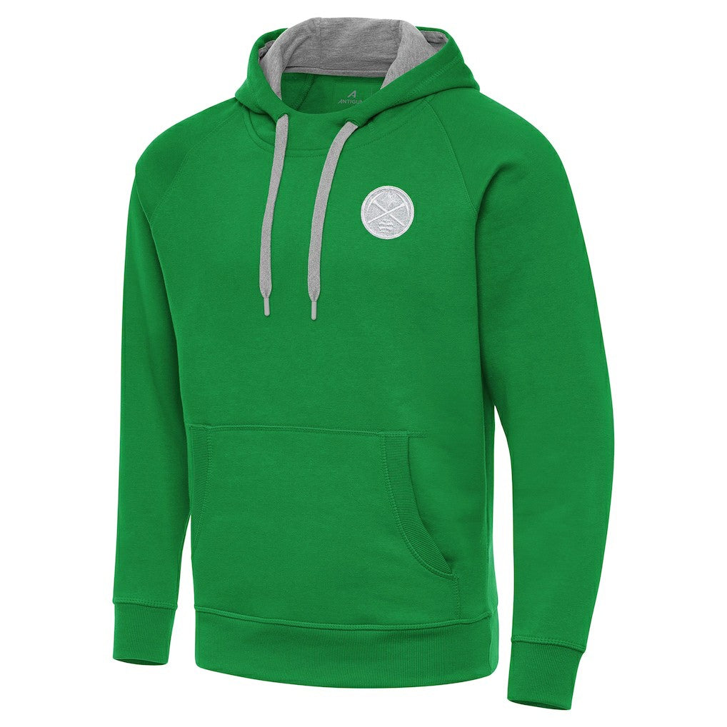 Denver Nuggets Antigua St. Patrick's Day Victory Raglan Pullover Hoodie Kelly Green