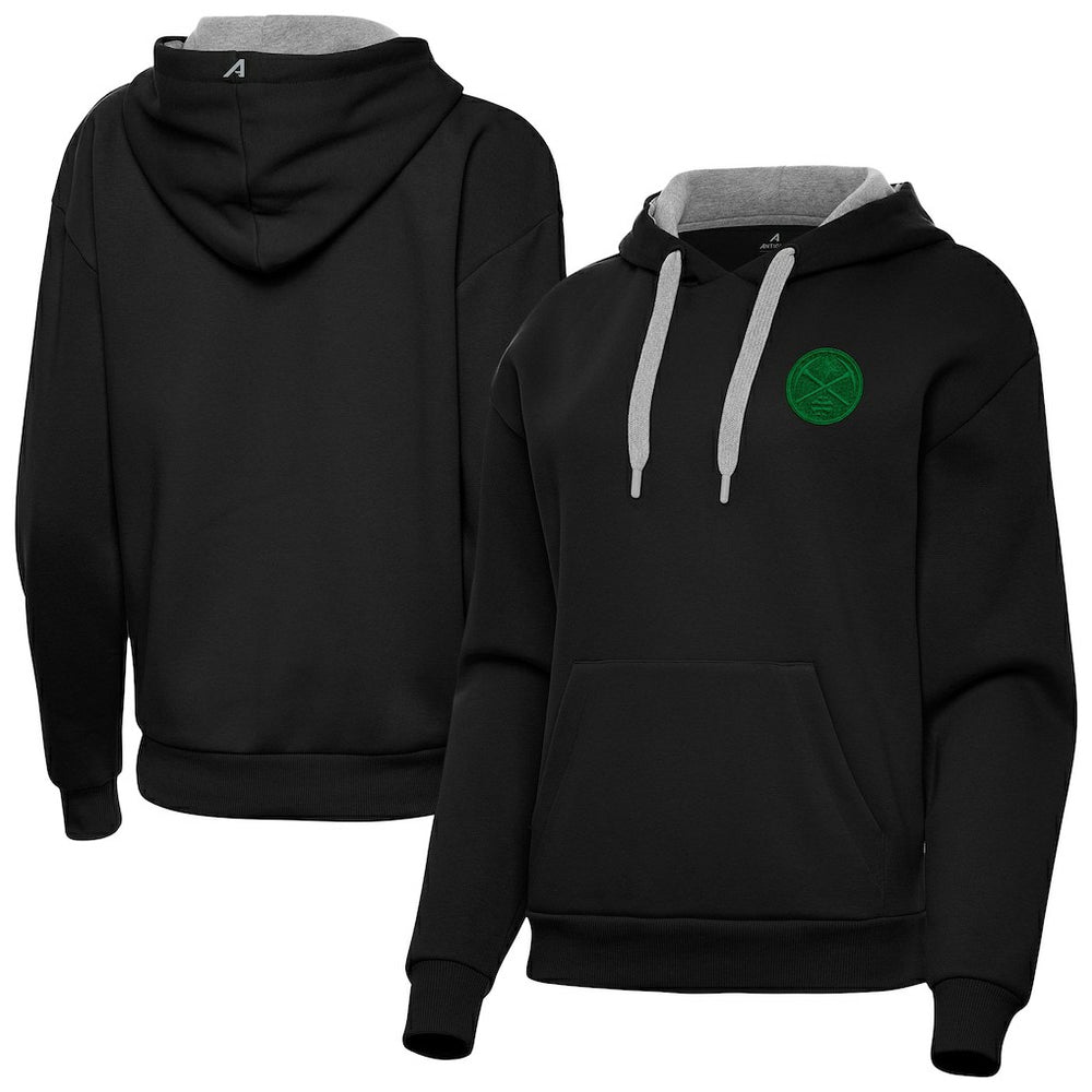 Denver Nuggets Antigua Women's St. Patrick's Day Victory Pullover Hoodie Black