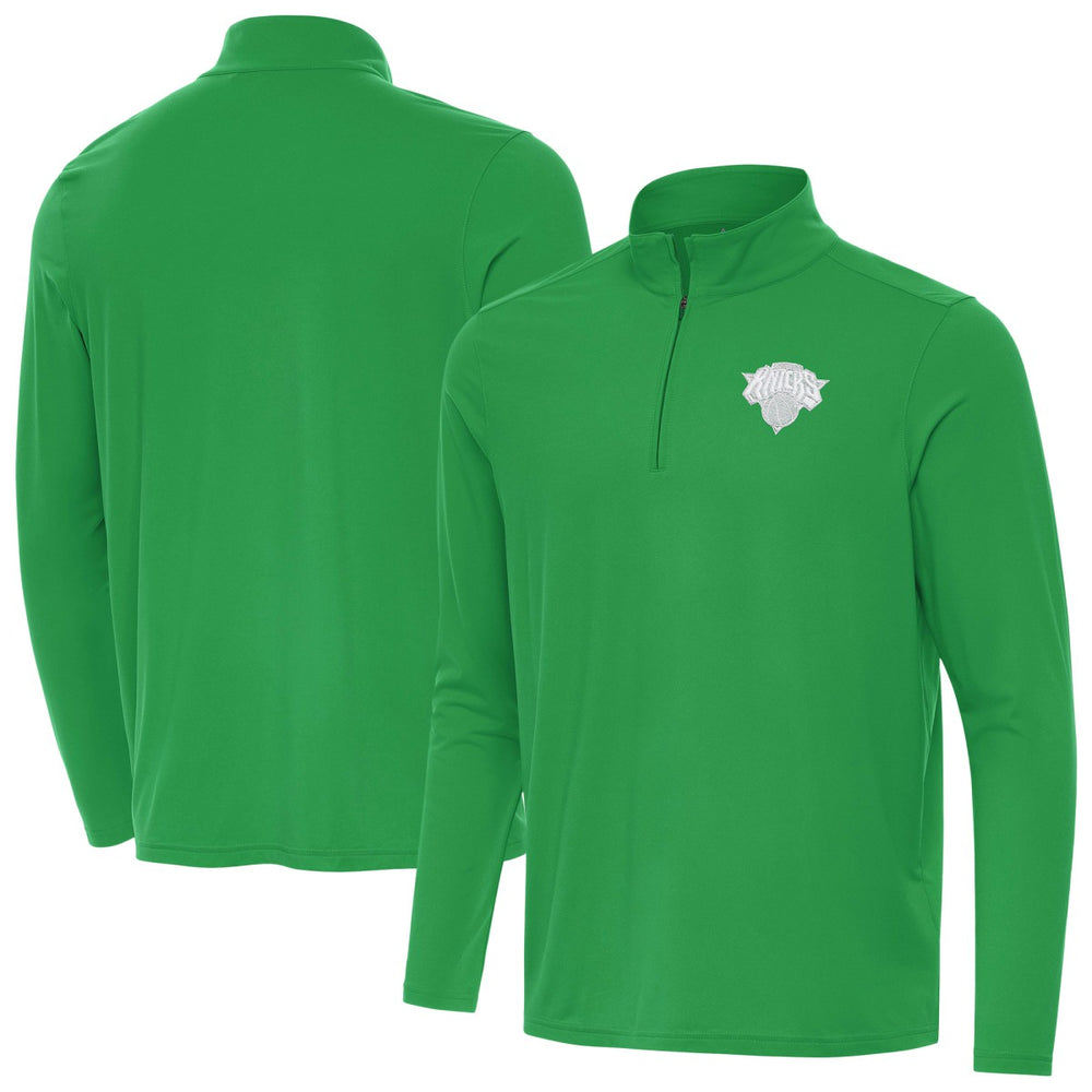 New York Knicks Antigua St. Patrick's Day Intent Quarter-Zip Jacket Kelly Green
