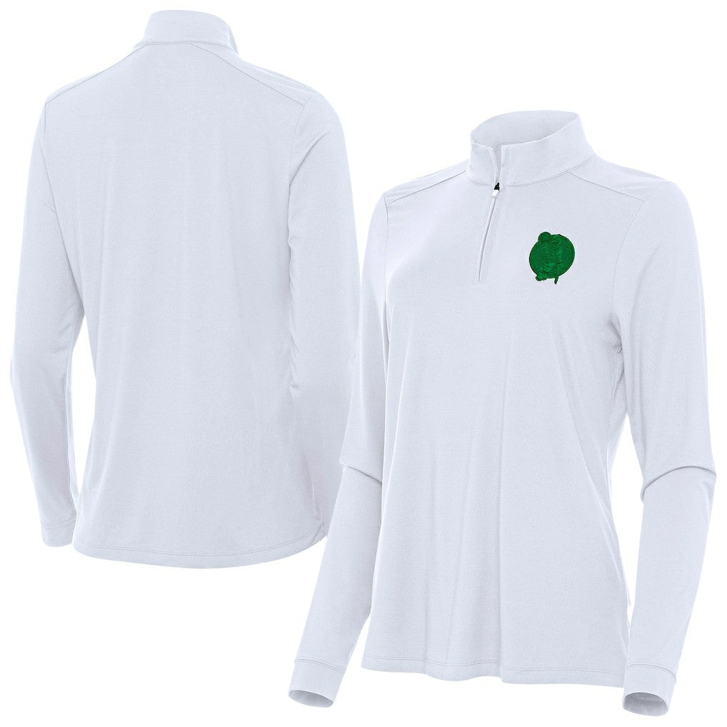 Boston Celtics Antigua Women's St. Patrick's Day Intent Quarter-Zip Top White outlet