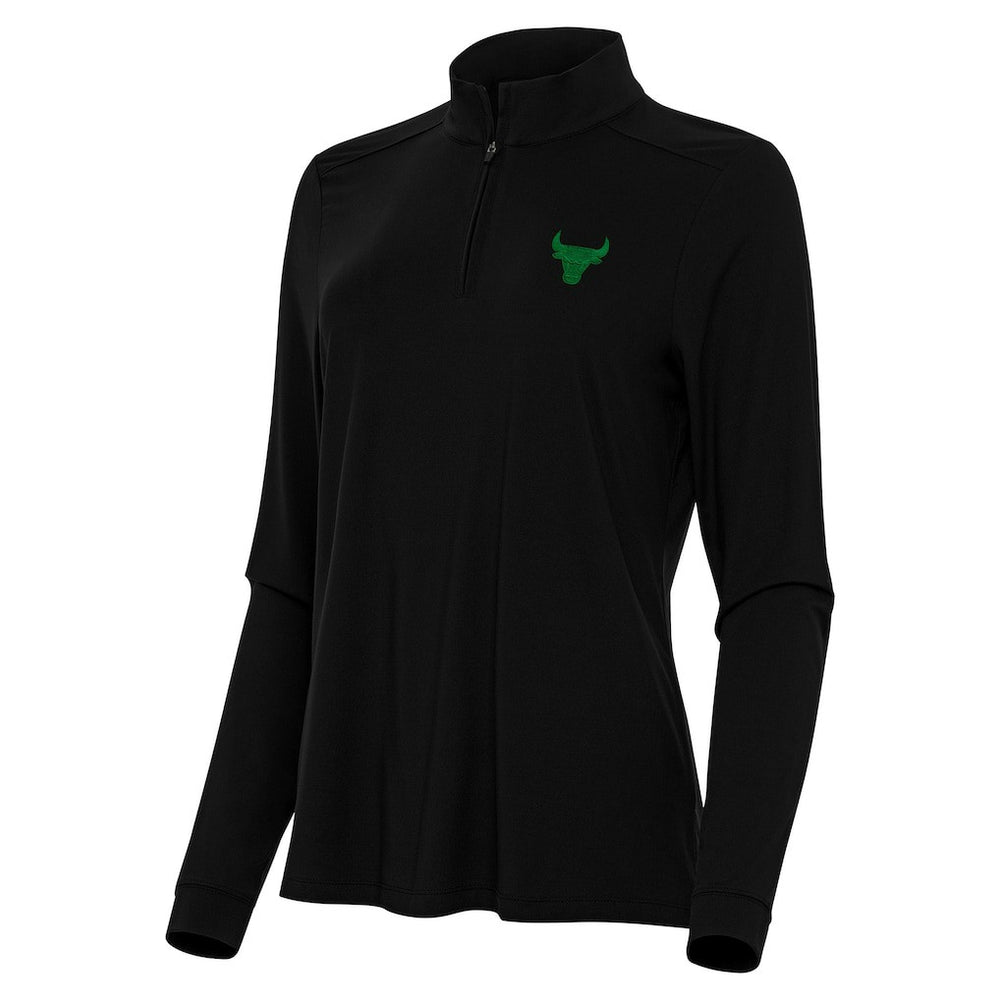 Chicago Bulls Antigua Women's St. Patrick's Day Intent Quarter-Zip Top Black