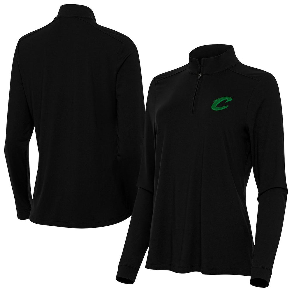 Cleveland Cavaliers Antigua Women's St. Patrick's Day Intent Quarter-Zip Top Black