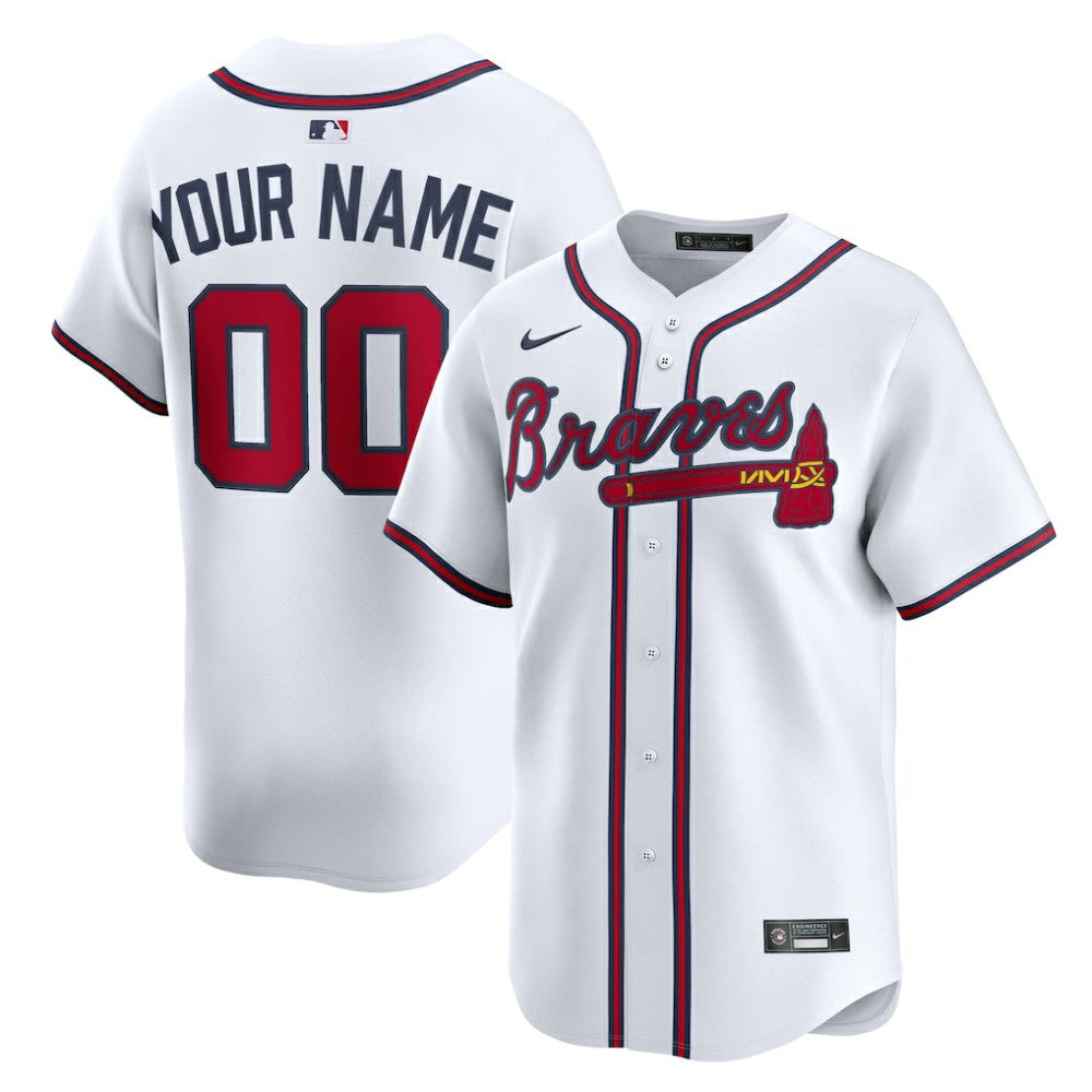 Atlanta Braves Nike Home Limited Custom Jersey - White Jerseys