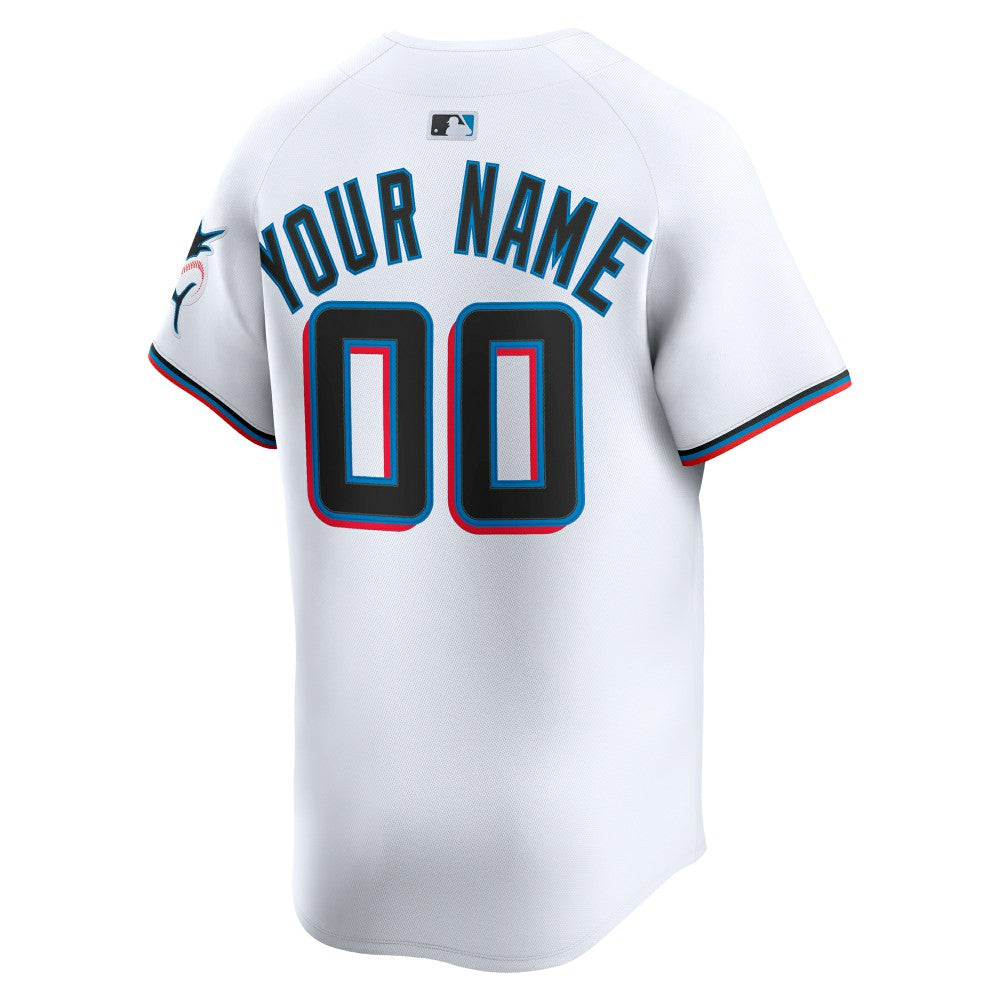 Miami Marlins Nike Home Limited Custom Jersey - White Jerseys
