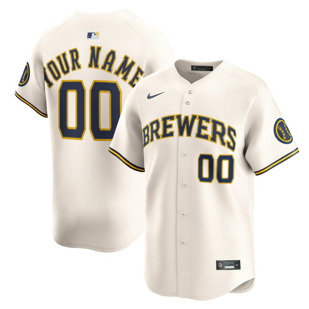 Milwaukee Brewers Nike Home Limited Custom Jersey - Cream Jerseys