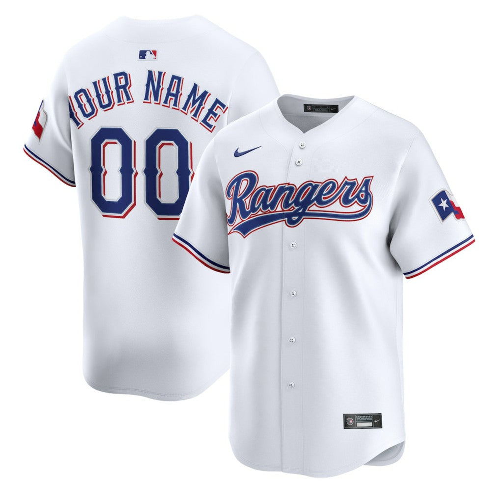 Texas Rangers Nike Home Limited Custom Jersey - White Jerseys