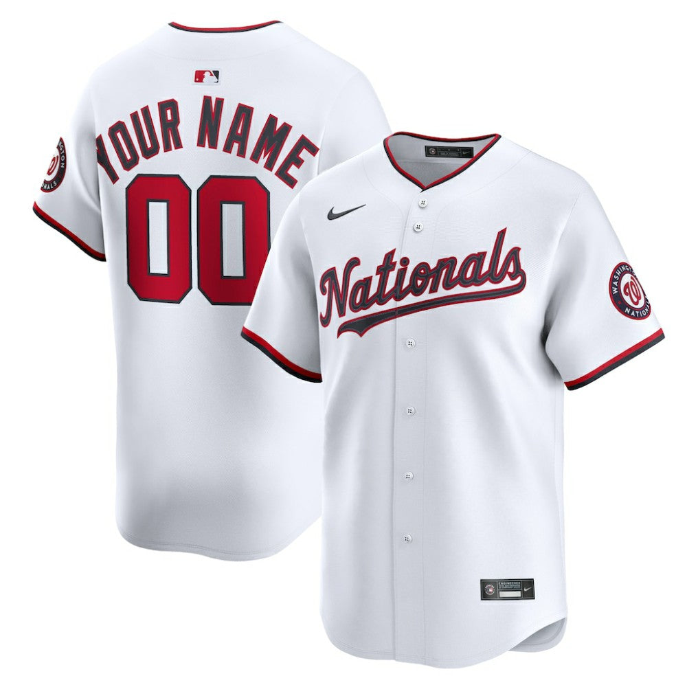 Washington Nationals Nike Home Limited Custom Jersey - White Jerseys
