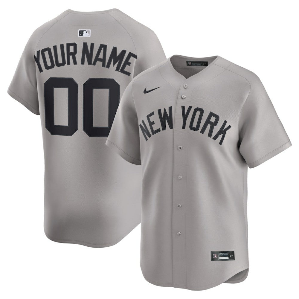 New York Yankees Nike Away Limited Custom Jersey - Gray Jerseys