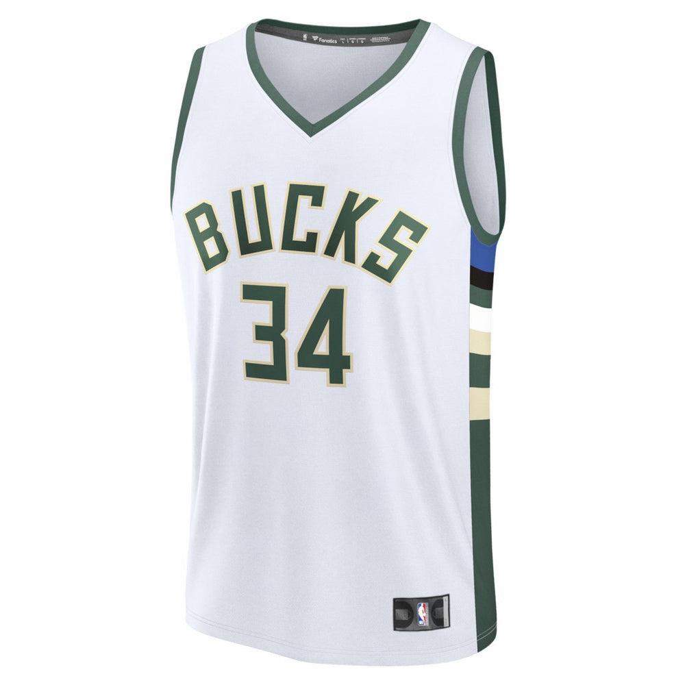 Giannis Antetokounmpo Milwaukee Bucks Fast Break Replica Player Jersey Association Edition White - Fanatics