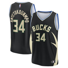 Giannis Antetokounmpo Milwaukee Bucks Fast Break Replica Player Jersey Statement Edition Black - Fanatics