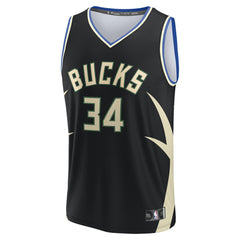 Giannis Antetokounmpo Milwaukee Bucks Fast Break Replica Player Jersey Statement Edition Black - Fanatics