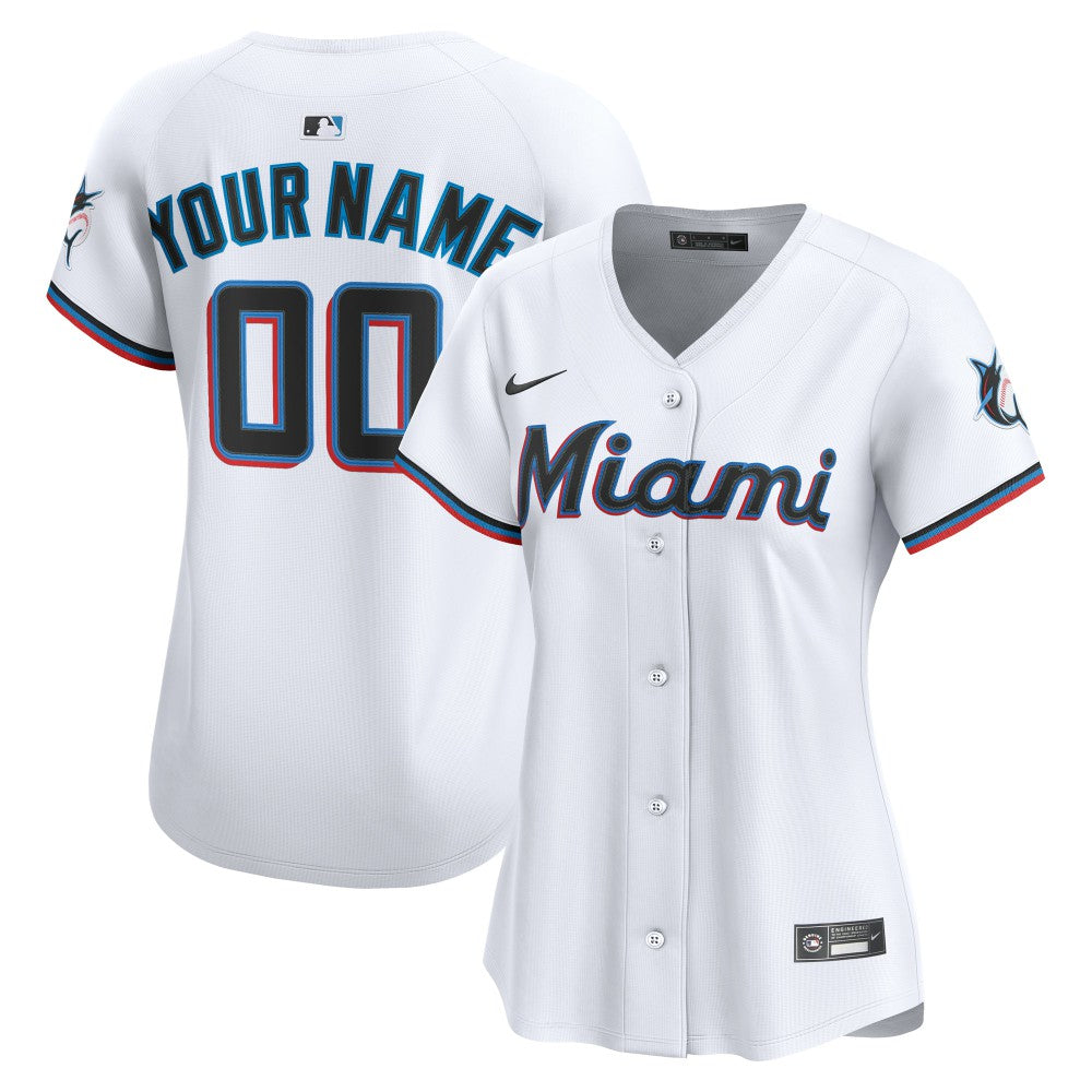 Miami Marlins Nike Women's Home Limited Custom Jersey - White Jerseys