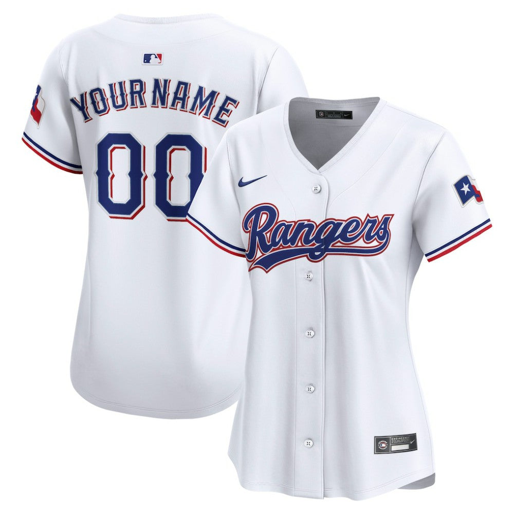 Texas Rangers Nike Women's Home Limited Custom Jersey - White Jerseys