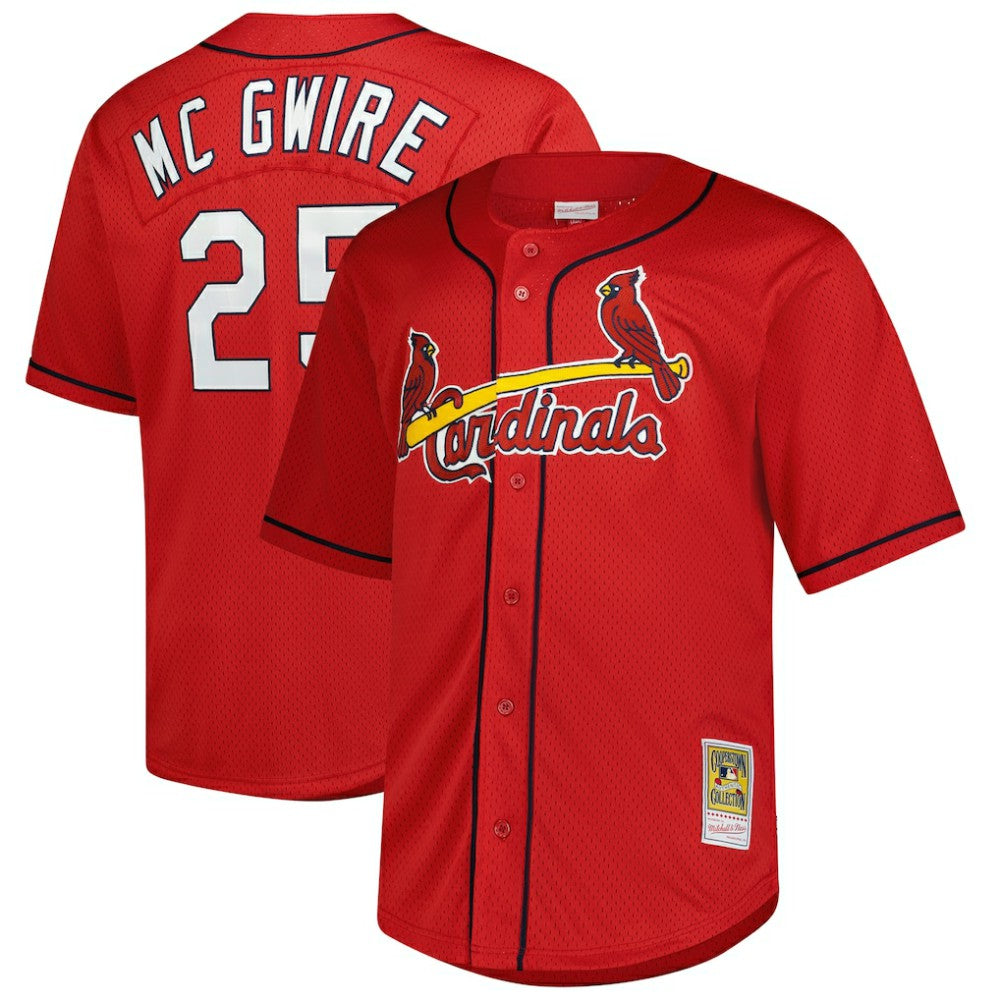 Mark McGwire St. Louis Cardinals Mitchell & Ness Big & Tall Cooperstown Mesh Batting Practice Jersey - Red Jerseys