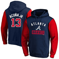 Ronald Acuna Jr. Atlanta Braves Profile Big & Tall Name & Number Fleece Pullover Hoodie - Navy Hoodies