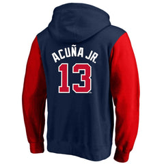 Ronald Acuna Jr. Atlanta Braves Profile Big & Tall Name & Number Fleece Pullover Hoodie - Navy Hoodies