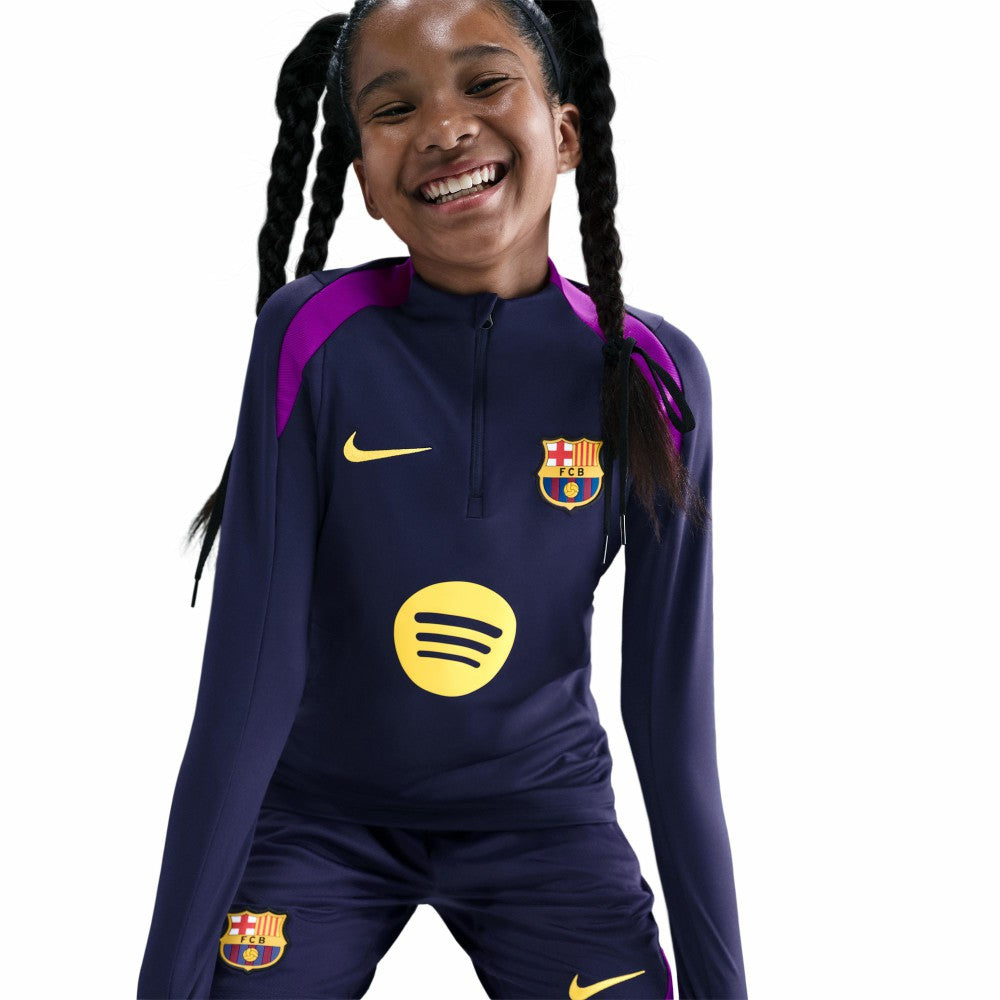 Barcelona Youth 2025/26 Strike Drill Quarter-Zip Dri-FIT Long Sleeve Top Navy - Nike for sale