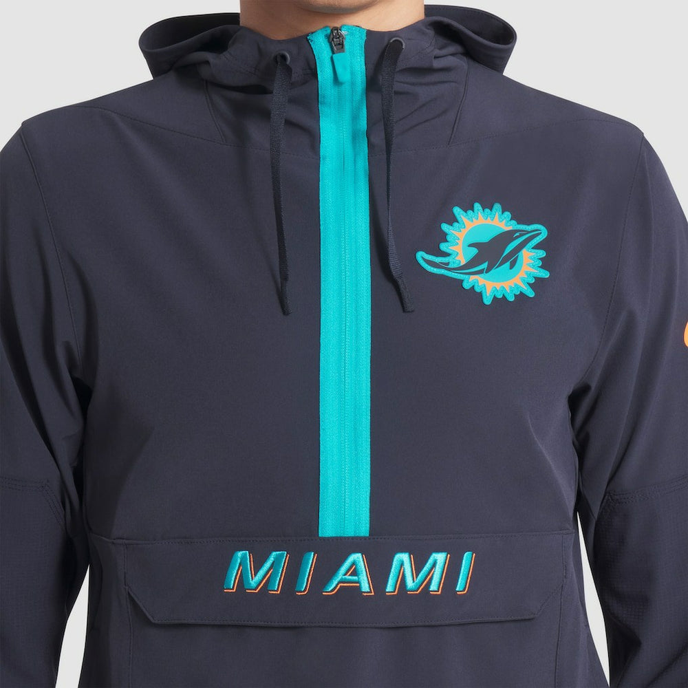 Miami Dolphins 2025 Rivalries Collection Sideline Anorak Half-Zip Hoodie Jacket - Pitch Blue Hoodies