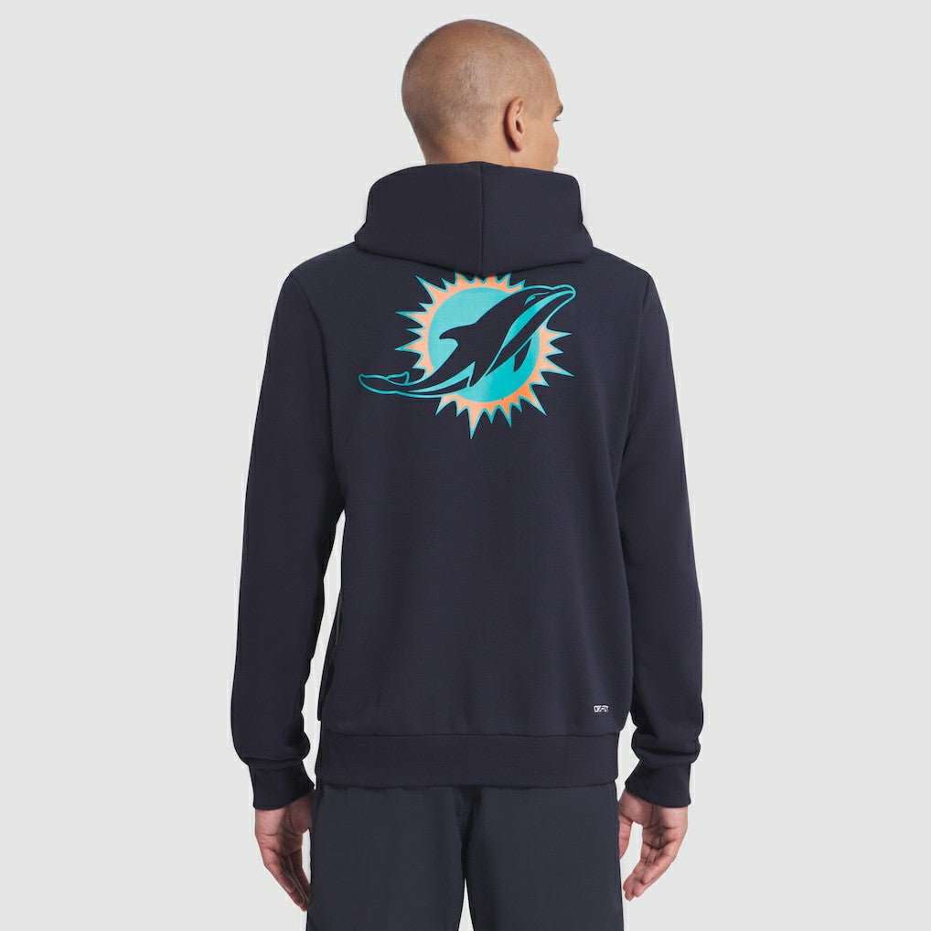 Miami Dolphins 2025 Rivalries Collection Standard Issue Sideline Dri-FIT Hoodie - Pitch Blue Hoodies