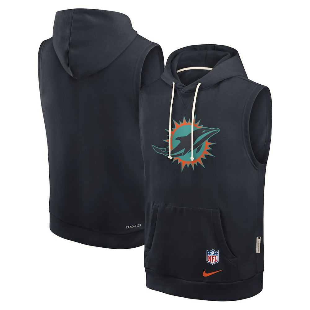Miami Dolphins 2025 Rivalries Collection Standard Issue Sideline Dri-FIT Sleeveless Hoodie - Pitch Blue Hoodies