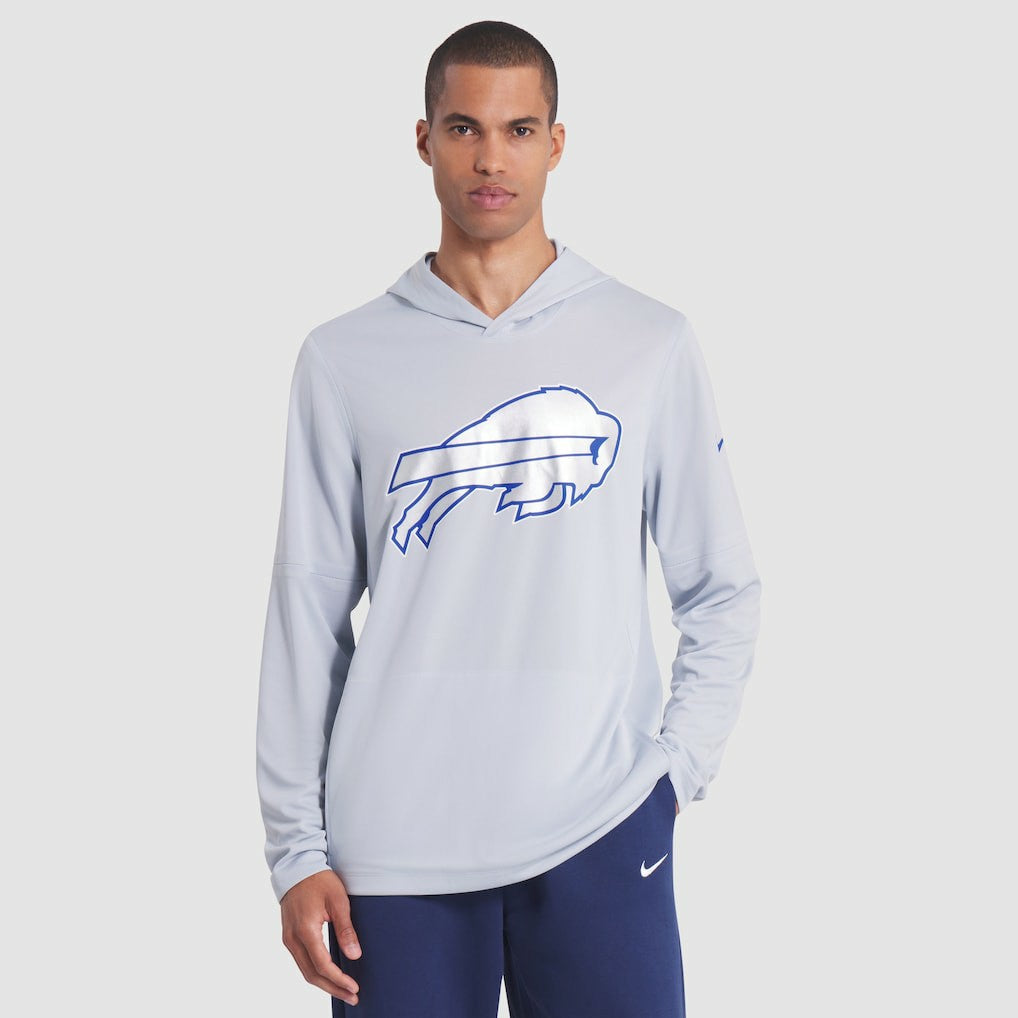 Buffalo Bills 2025 Rivalries Collection Sideline Dri-FIT Long Sleeve Hoodie T-Shirt - Silver Hoodies