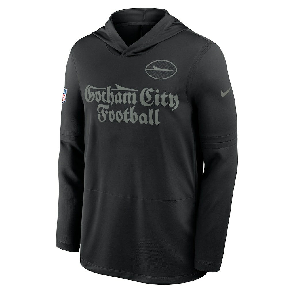 New York Jets 2025 Rivalries Collection Sideline Dri-FIT Long Sleeve Hoodie T-Shirt - Black Hoodies