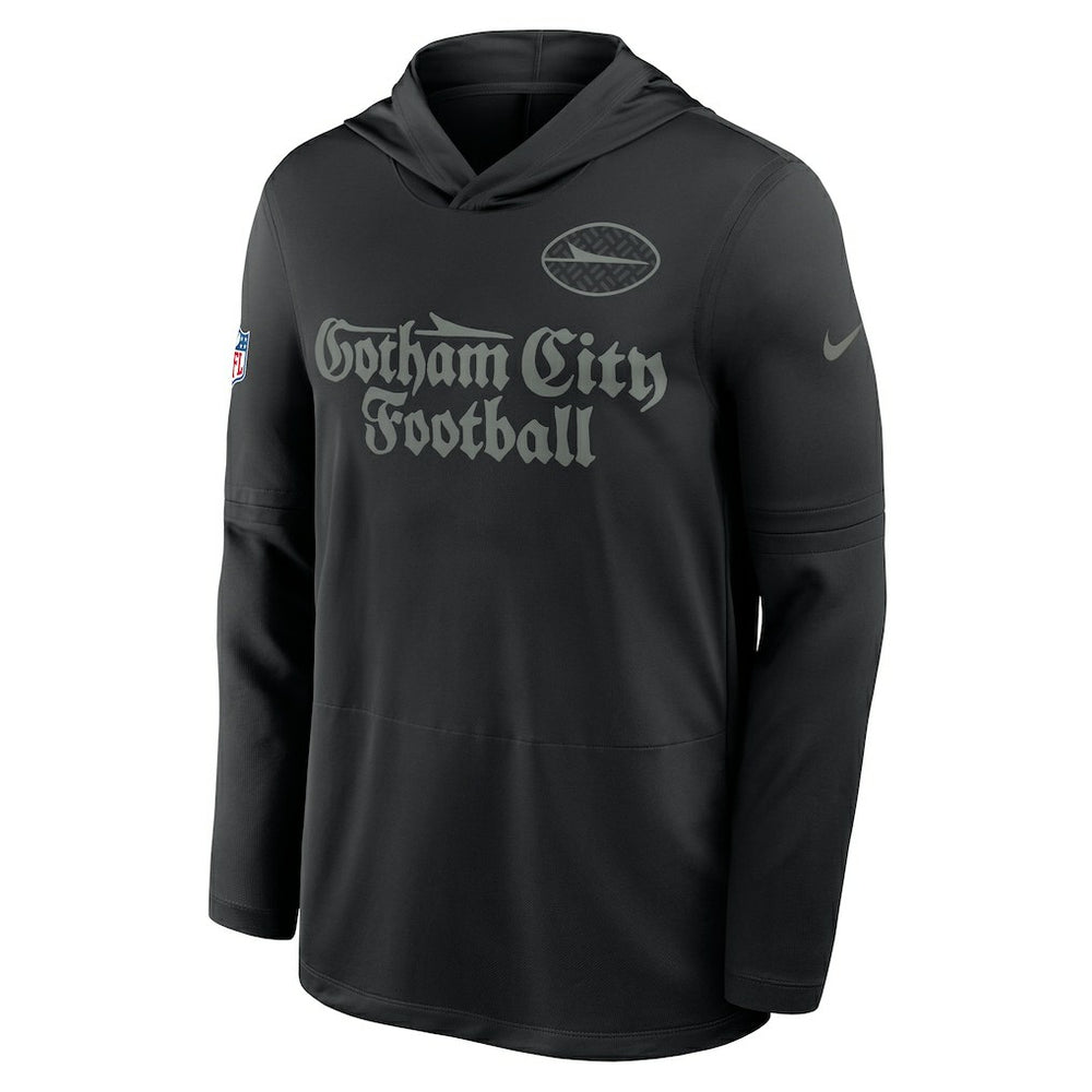 New York Jets 2025 Rivalries Collection Sideline Dri-FIT Long Sleeve Hoodie T-Shirt - Black Hoodies