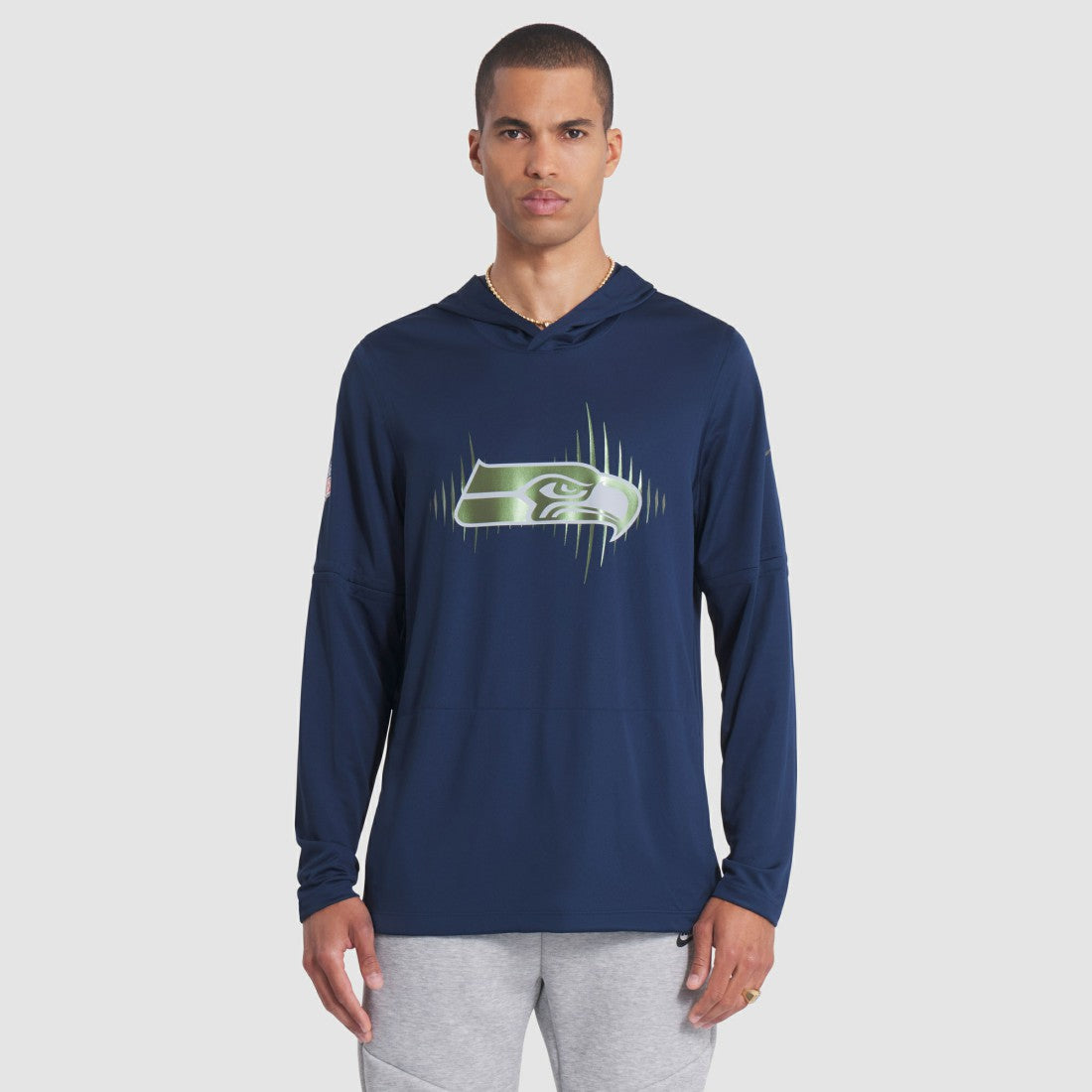 Seattle Seahawks 2025 Rivalries Collection Sideline Dri-FIT Long Sleeve Hoodie T-Shirt - College Navy Hoodies