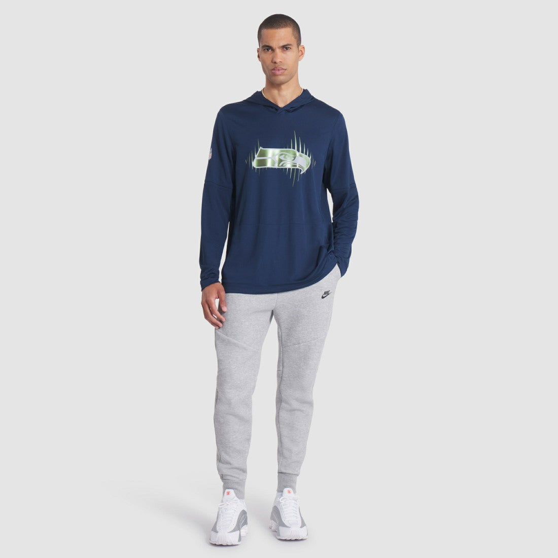 Seattle Seahawks 2025 Rivalries Collection Sideline Dri-FIT Long Sleeve Hoodie T-Shirt - College Navy Hoodies