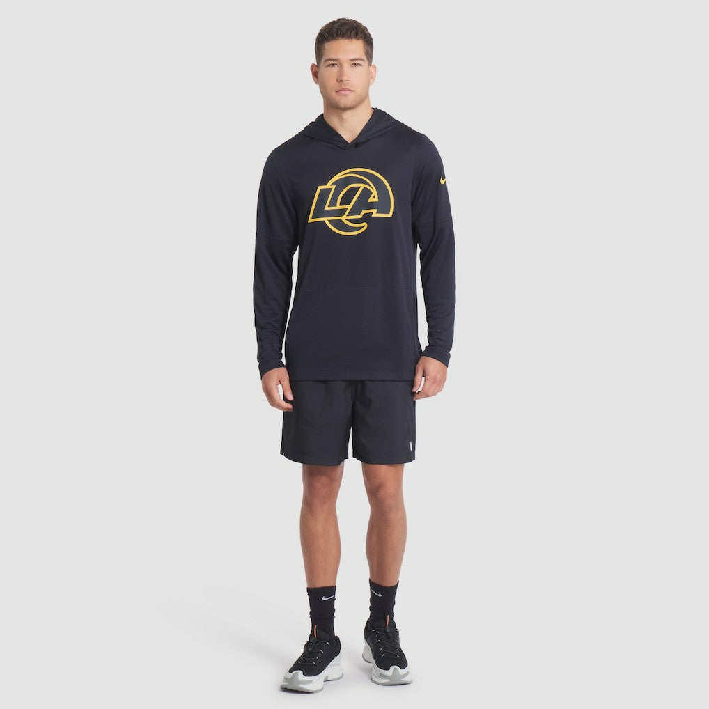 Los Angeles Rams 2025 Rivalries Collection Sideline Dri-FIT Long Sleeve Hoodie T-Shirt - Midnight Blue Hoodies