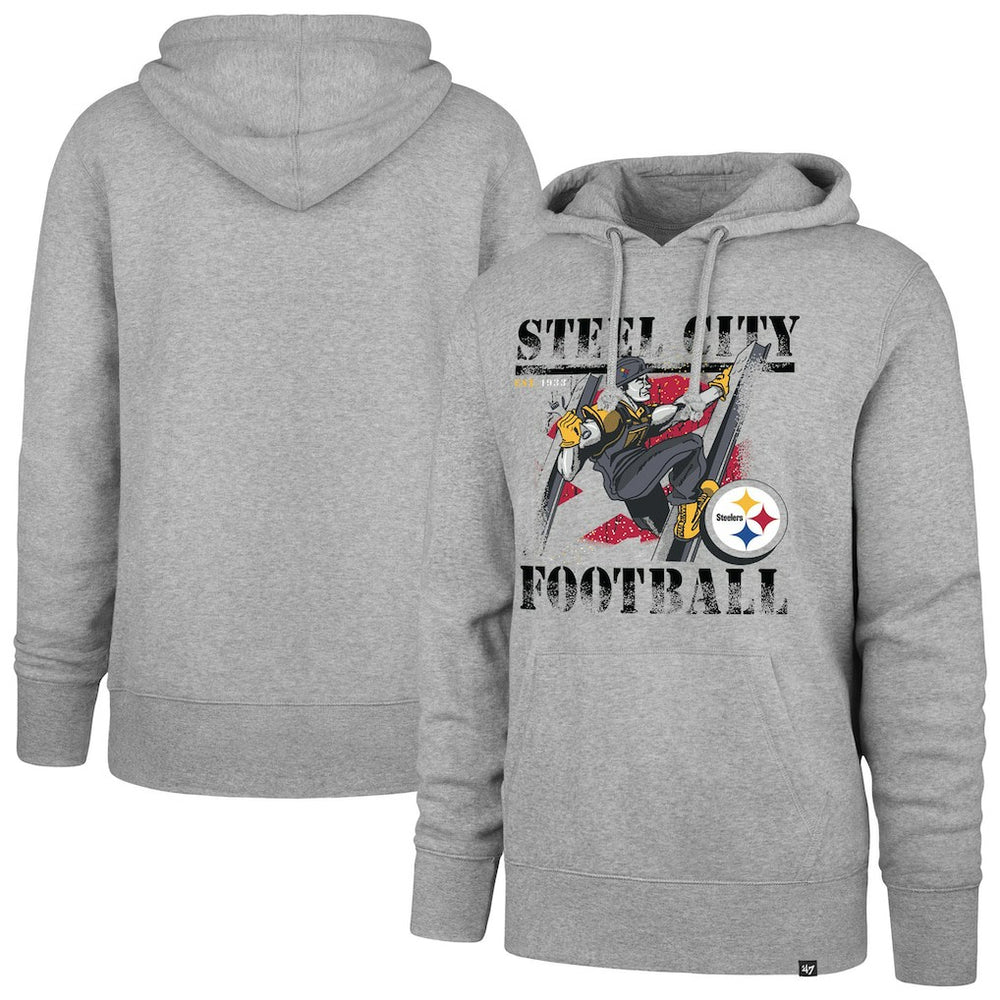 Pittsburgh Steelers '47 Regional Headline Pullover Hoodie - Gray Hoodies