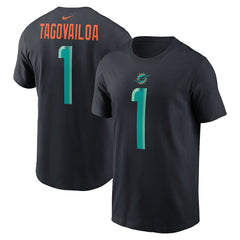 Tua Tagovailoa Miami Dolphins 2025 Rivalries Collection Player Name & Number T-Shirt - Pitch Blue T-shirts