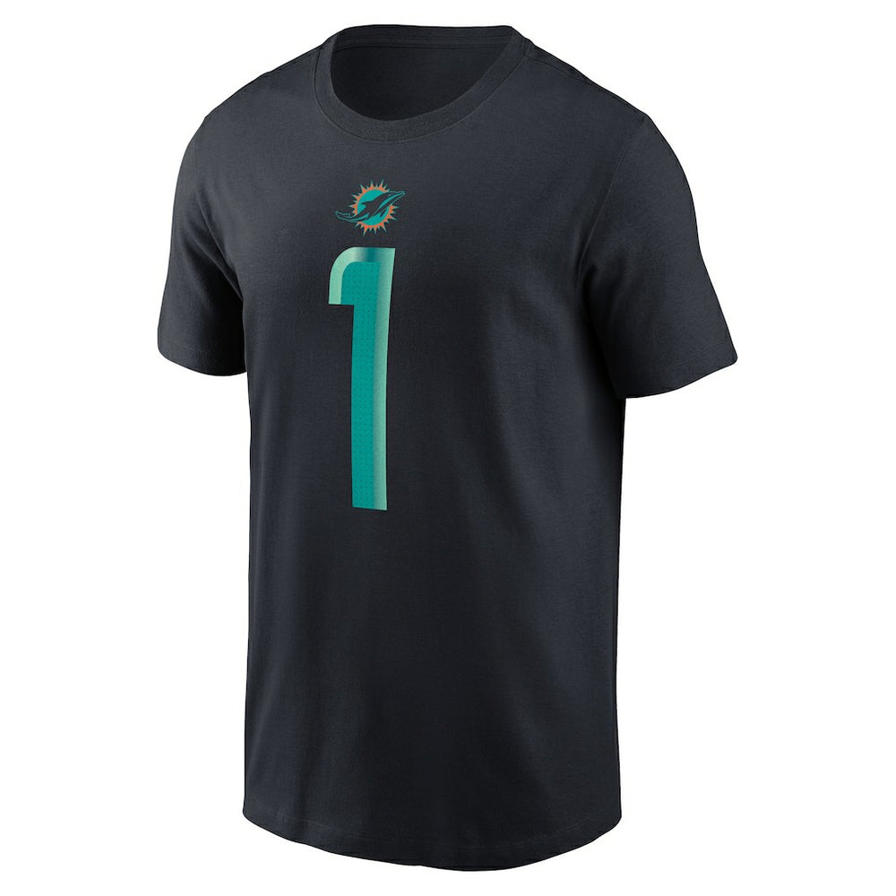 Tua Tagovailoa Miami Dolphins 2025 Rivalries Collection Player Name & Number T-Shirt - Pitch Blue T-shirts