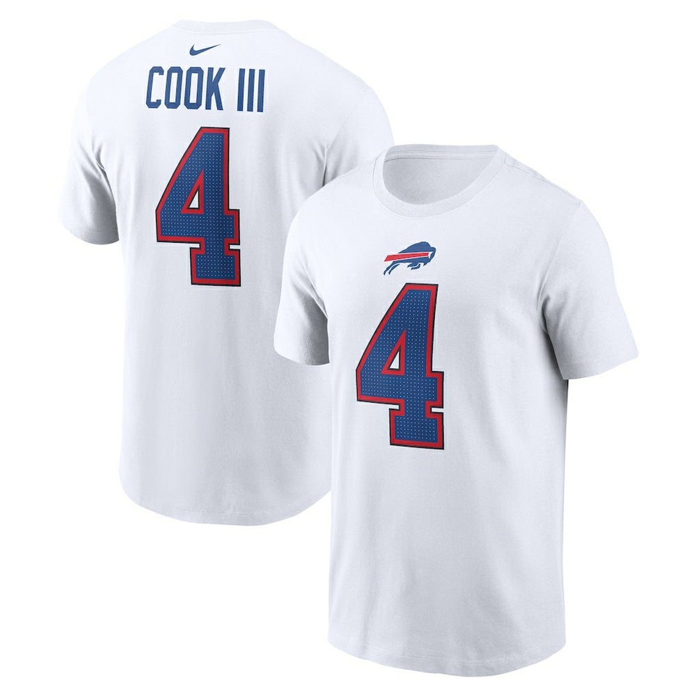 James Cook III Buffalo Bills Player Name & Number T-Shirt - White T-shirts