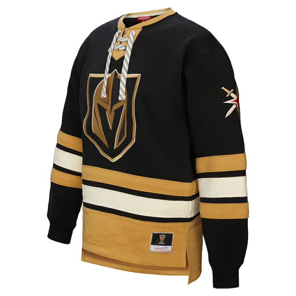 Vegas Golden Knights Mitchell & Ness Women's Heritage Lace-Up Pullover Sweatshirt - Black | US 202660256