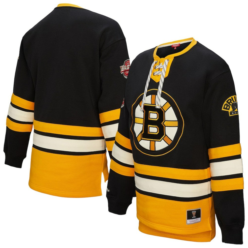 Boston Bruins Mitchell & Ness Women's Heritage Lace-Up Pullover Sweatshirt - Black | US 202660258