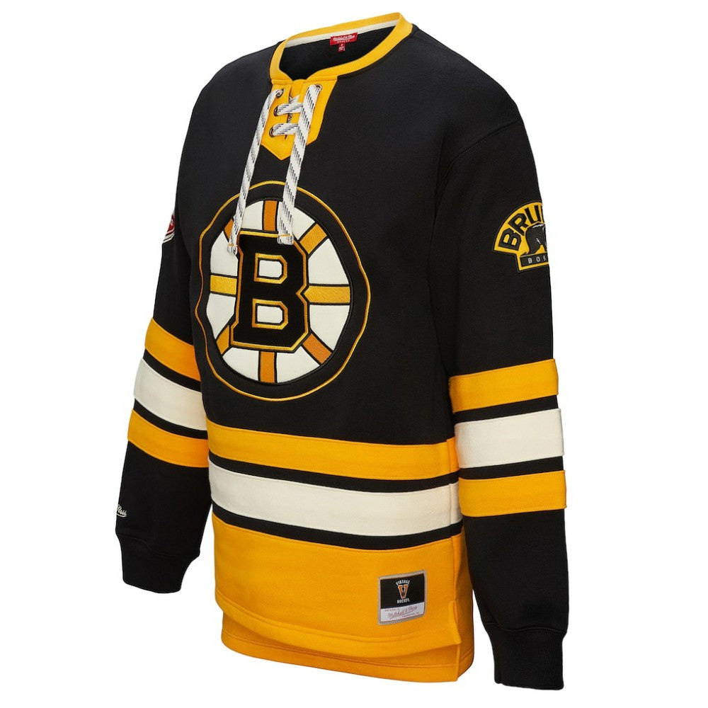 Boston Bruins Mitchell & Ness Women's Heritage Lace-Up Pullover Sweatshirt - Black | US 202660258
