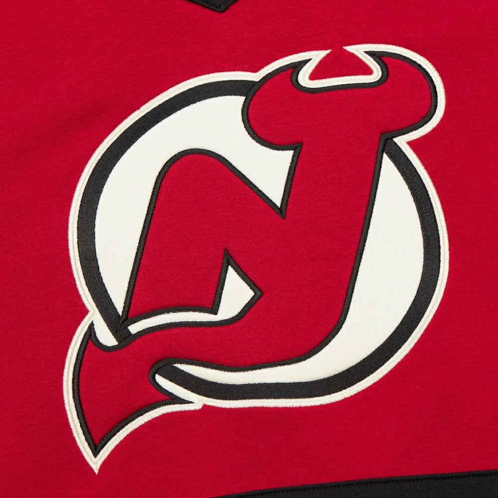 New Jersey Devils Mitchell & Ness Women's Heritage Lace-Up Pullover Sweatshirt - Red | US 202660261