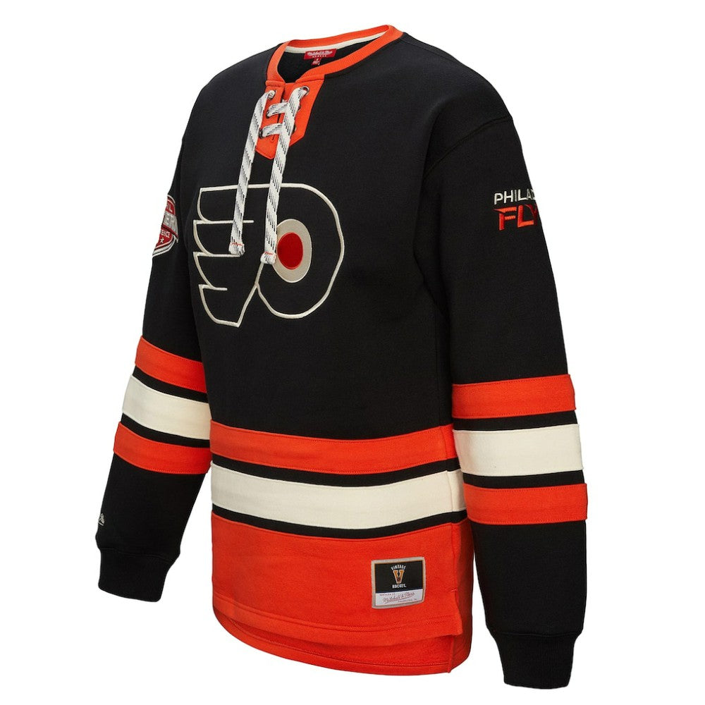 Philadelphia Flyers Mitchell & Ness Women's Heritage Lace-Up Pullover Sweatshirt - Black | US 202660263