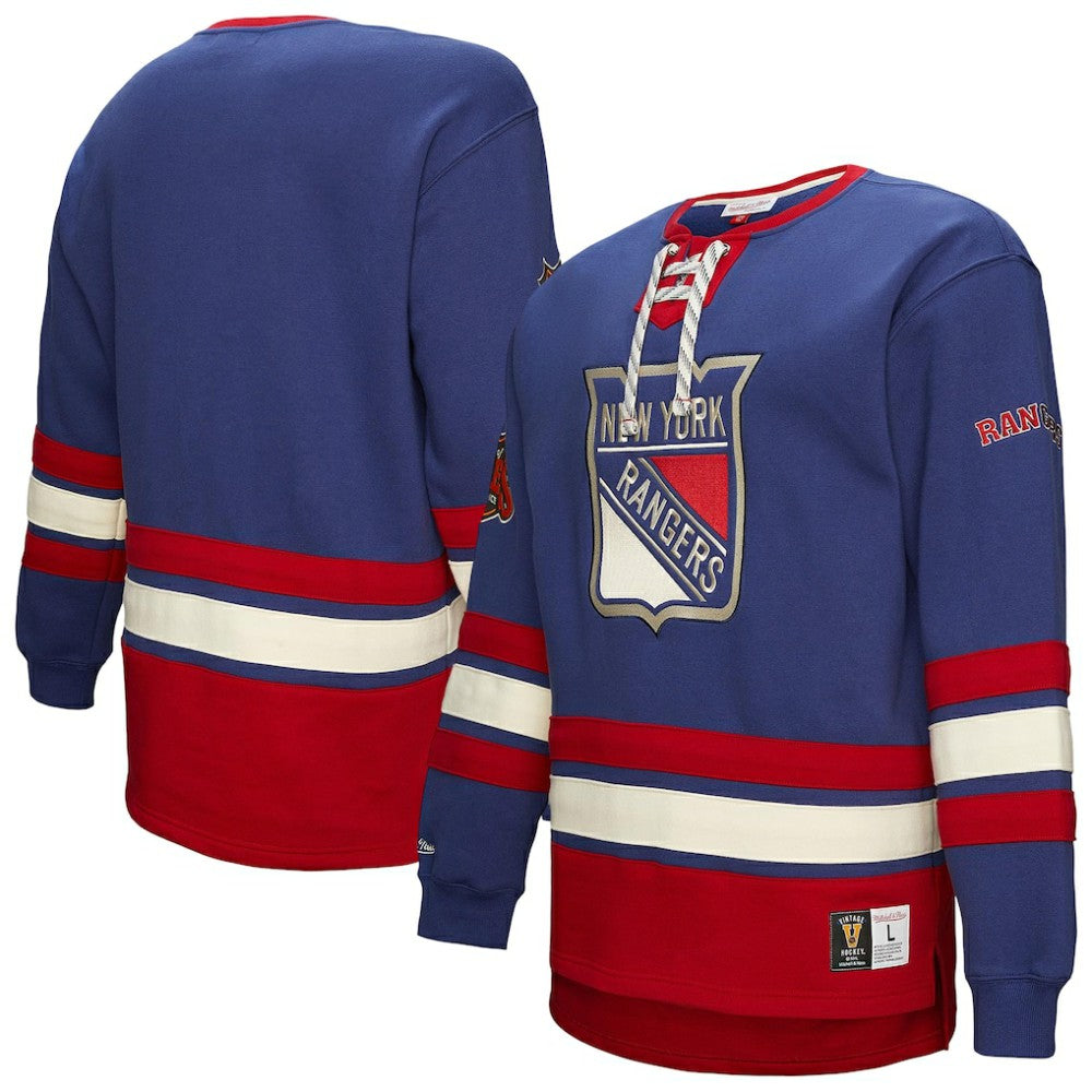 New York Rangers Heritage Lace-Up Pullover Sweatshirt - Royal | US 202660267