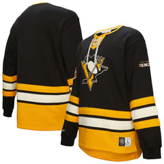 Pittsburgh Penguins Heritage Lace-Up Pullover Sweatshirt - Black | US 202660275