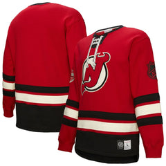 New Jersey Devils Heritage Lace-Up Pullover Sweatshirt - Red | US 202660278